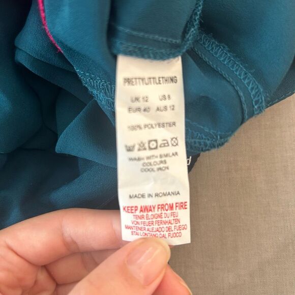 Prettylittething Strapless contrast snap front wide leg jumpsuit size 8 - Picture 11 of 12